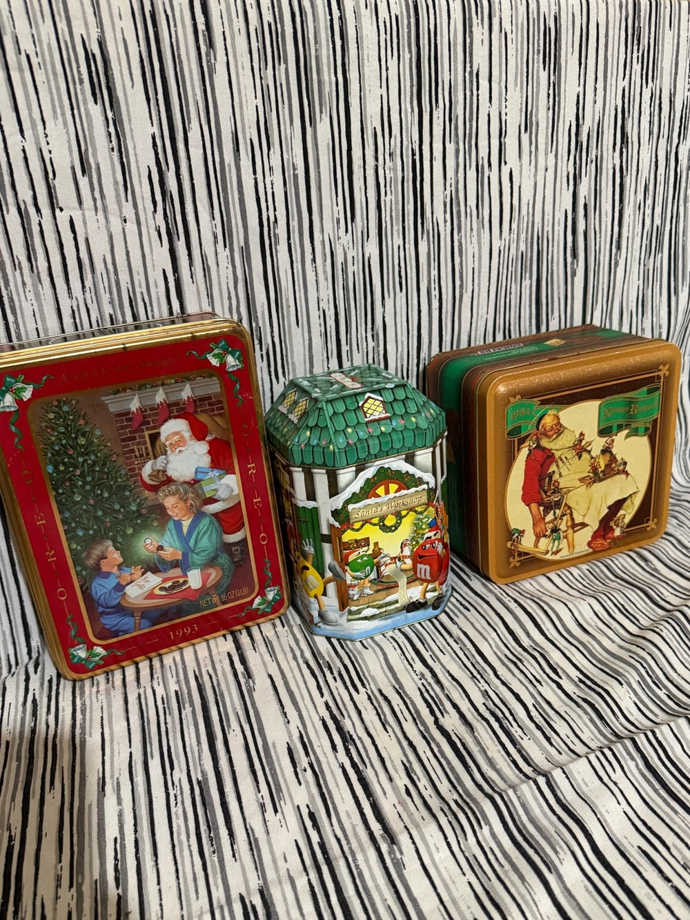 Vintage M&M'S, Snickers, and Oreo Holiday Collectible Candy Tins